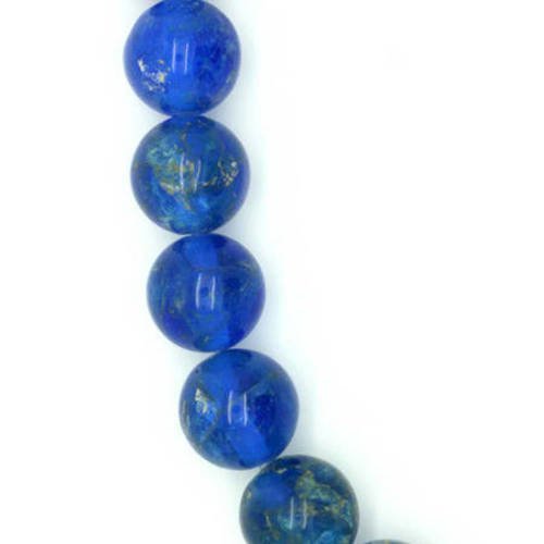  perle en verre ronde couleur bleu 10mm  x 2 