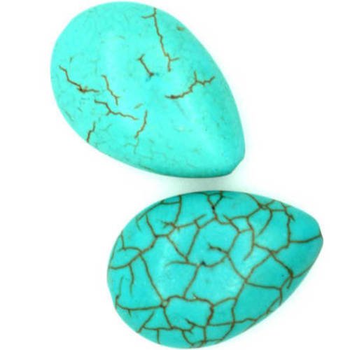  perle goutte plate howlite turquoise 28x8 mm x 1 
