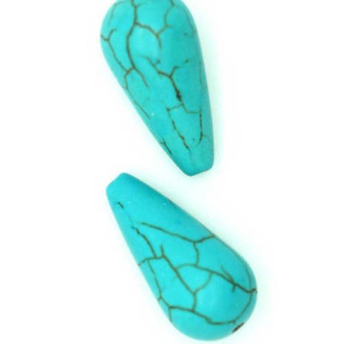 Perle goutte howlite turquoise 24x12 mm x 2 