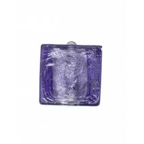  carré plat feuille d'argent 15 mm violet x 2 