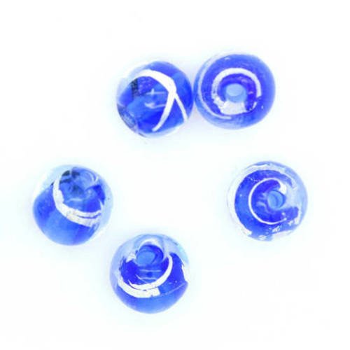 Perle ronde irisée 8 mm bleu x 5 