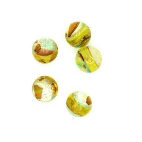 Perle en verre ronde 8 mm jaune x 5 