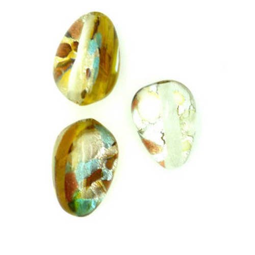  perle goutte 13,5x10 mm jaune/argentée x 1 