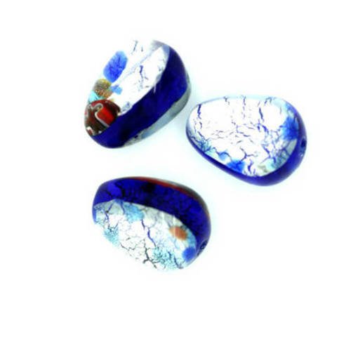 Perle goutte 13,5x10 mm bleu marine/argentée x 1 