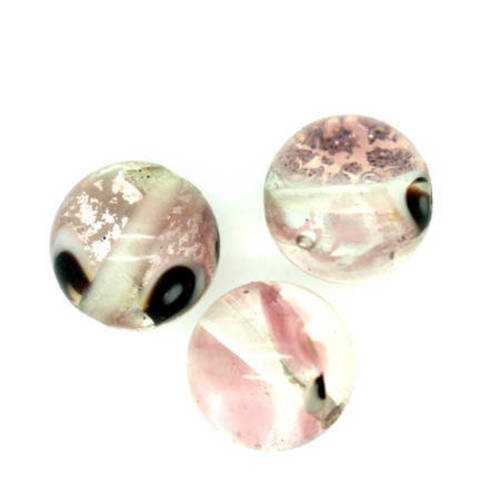  perle en verre ronde 12 mm rose x 2 