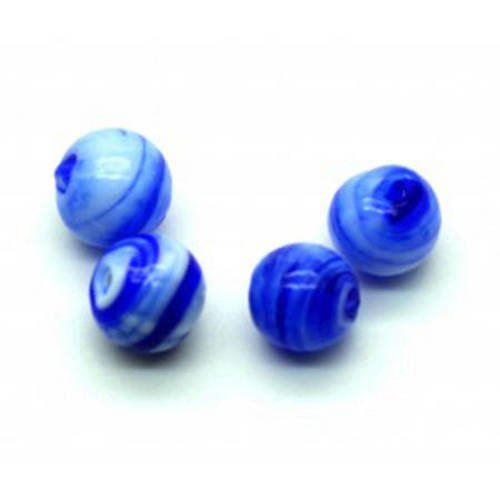  perle ronde 12 mm bleu marine et blanche x 4 