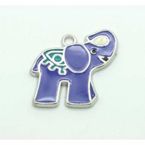  breloque  pendentif elephant violet 24x24mm x1 