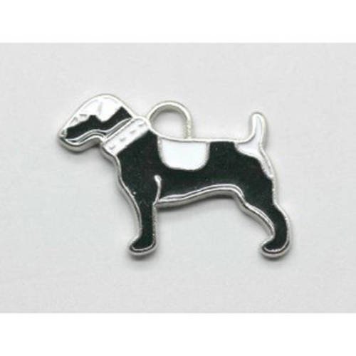  breloque pendentif chien noir et blanc 17x23mm x 1 