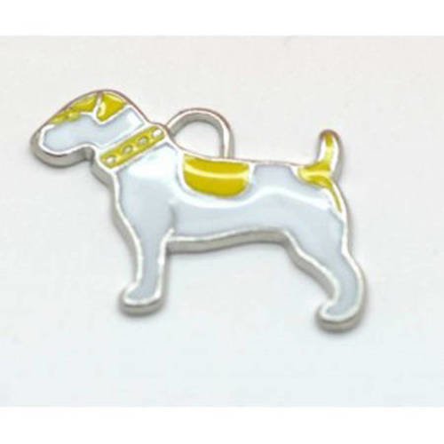  breloque pendentif chien jaune et blanc 17x23mm x 1 