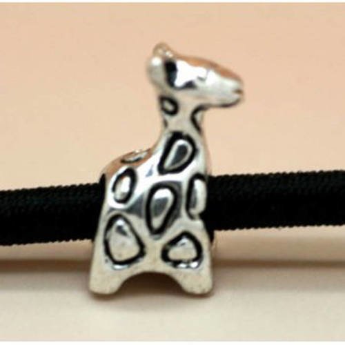  perle girafe métal 16x8mm argenté vieilli x 1 