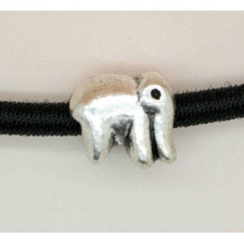 Perle éléphant métal 9x10 mm argenté vieilli x 1 