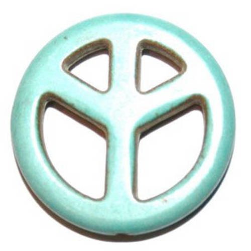 Perle peace & love 20 mm howlite turquoise x 1