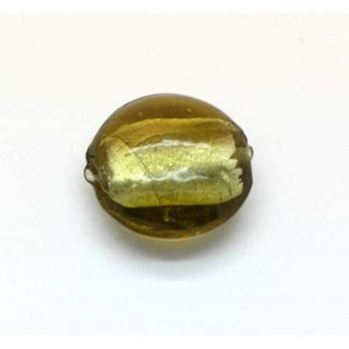 Bombée feuille d'argent 20mm vert olive x 1