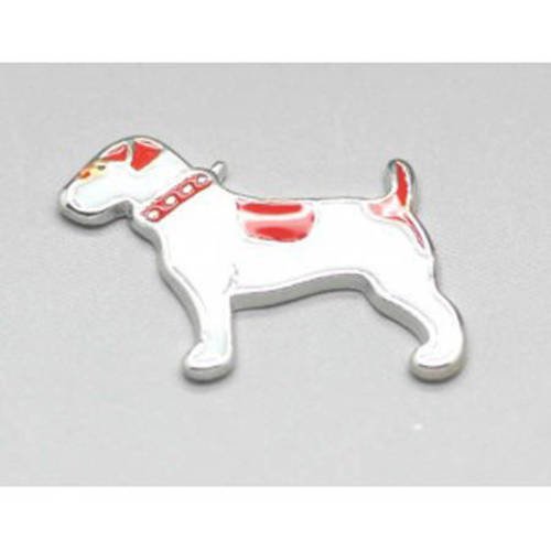  breloque pendentif chien rouge et blanc 17x23mm x 1 