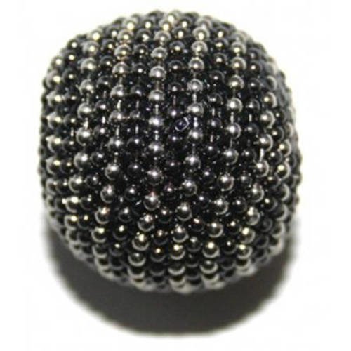 Perle ronde métal 25mm argenté et gris x 1 