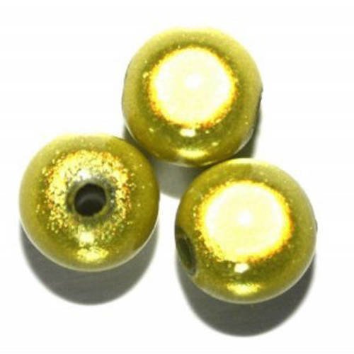 Perles magiques ronde 8 mm jaune vert x 10 