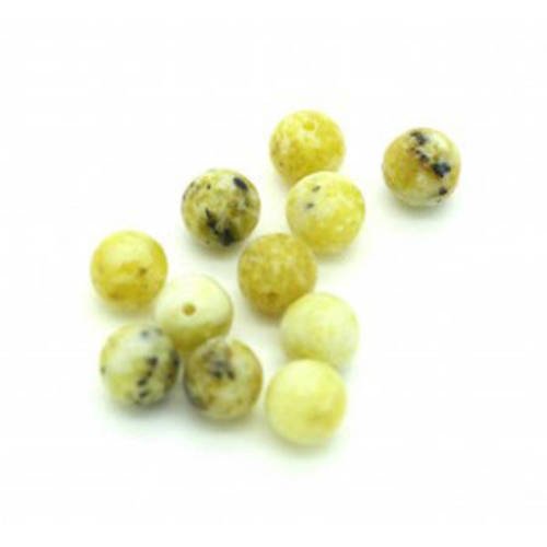  perle ronde jaspe jaune 10 mm x 6 