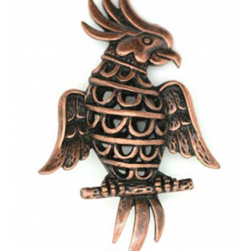 Breloque en métal cuivré antique, oiseaux 49x28 mm x 1 