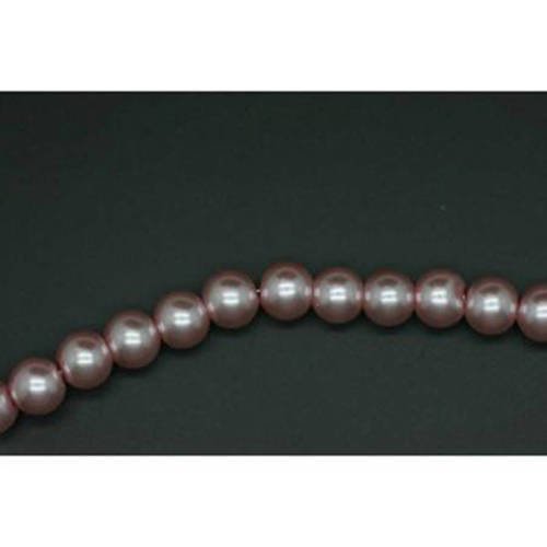 Perle ronde nacrée 8 mm fil de ± 80 cm rose pale 
