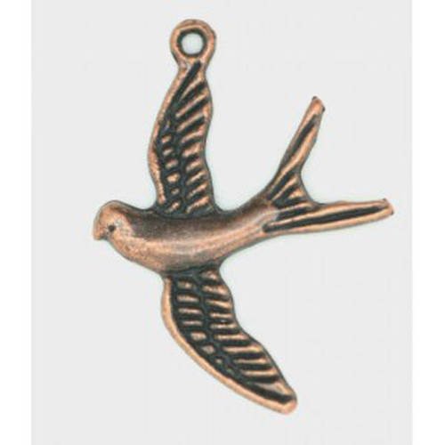  breloque oiseaux en métal couleur cuivré 24x20   mm x 2 