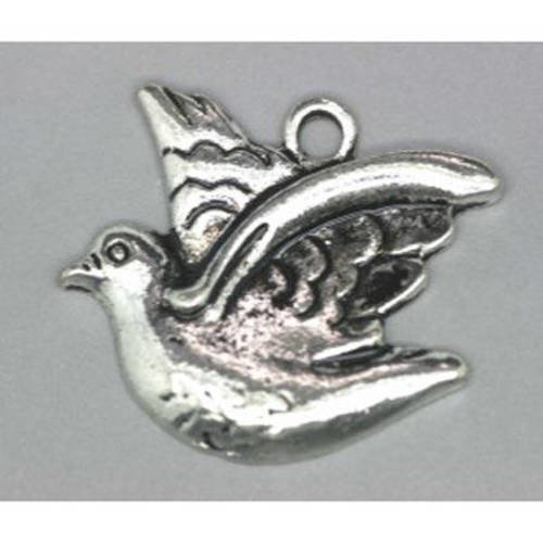  oiseau en métal argenté, oiseaux 26x29 mm x 1 