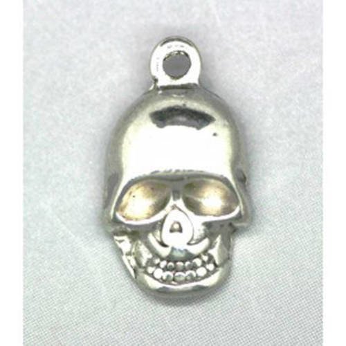  pendentif tête de mort métal ,19x11 argenté  x 1 
