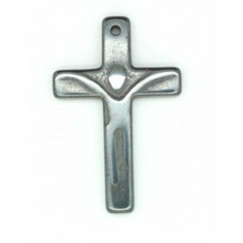 Perle croix en hématite grise 33x21 mm x 1 