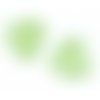 Perle cœur  feuille d'argent  15mm vert clair x 2 