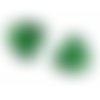 Perle cœur  feuille d'argent  15mm vert bouteille x 2 