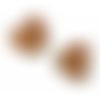 Perle cœur  feuille d'argent  15mm marron x 2 