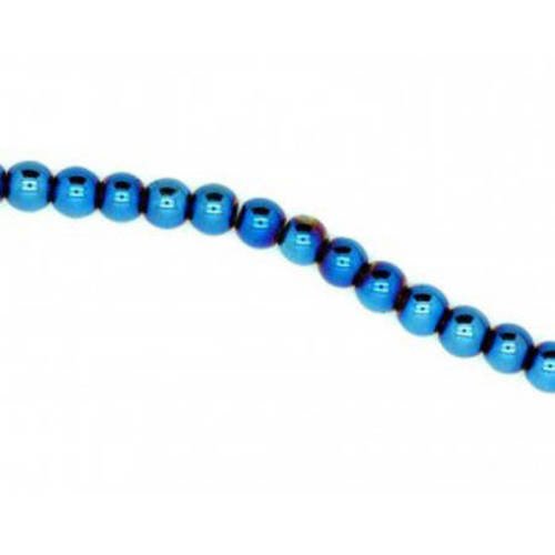 Perle hématite ronde bleu marine 4 mm x 20 