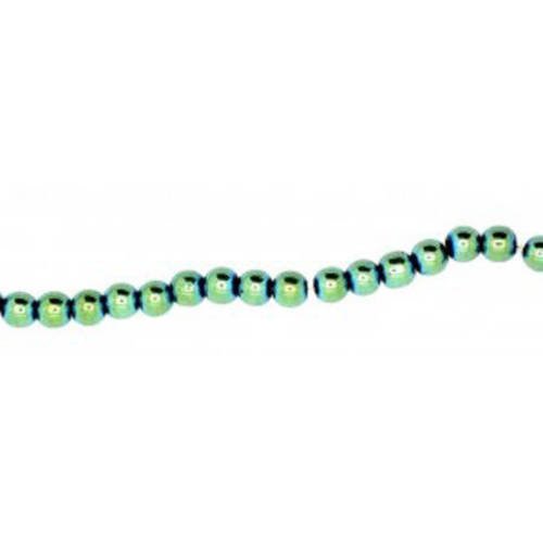 Perle hématite ronde vert bleuté 4 mm x 20 