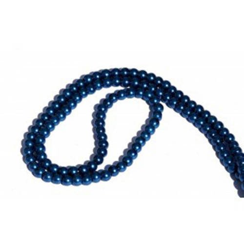 Perle ronde nacrée bleu marine 4,5 mm fil de ± 80 cm. 