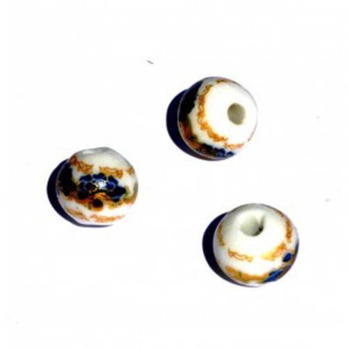 Perle plate en porcelaine 12x10.5 mm blanche à fleur x 2 