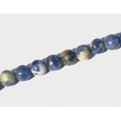 Perle sodalite ronde  bleue et blanche 6mm x 6 