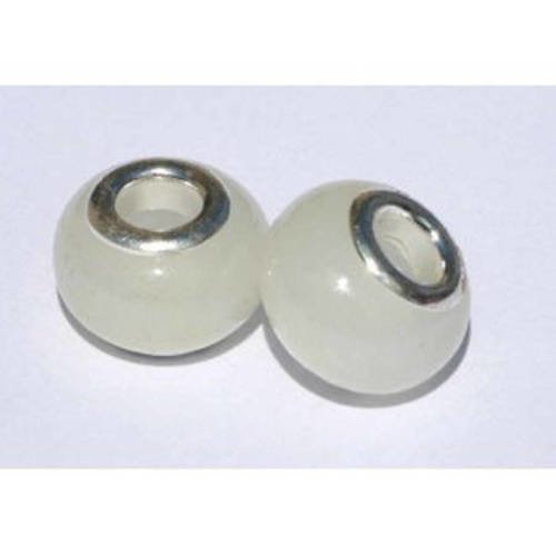 Perle pandora style 14 mm blanche translucide x 1. 