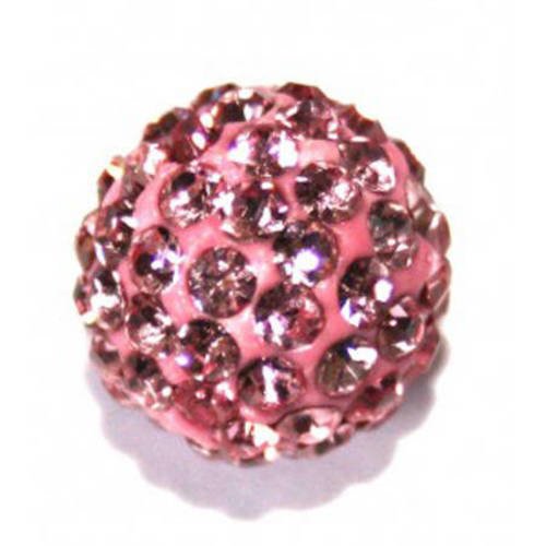Perle shamballa rose 10mm x 1. 