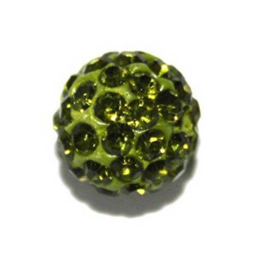  perle shamballa verte olivine 10mm x 1 