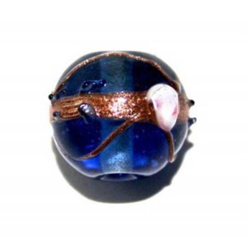  perle indienne ronde 16 mm bleue x 1 