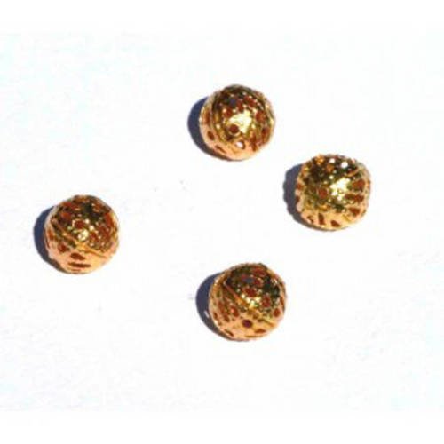  perle ronde en métal 14 mm doré x 3 