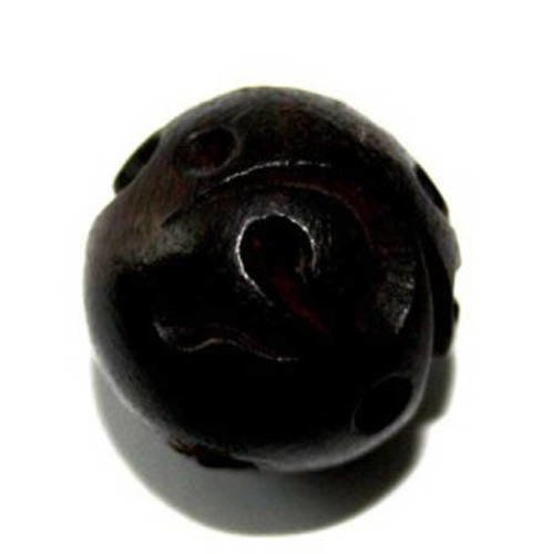  perle ronde 20 mm bois noir x 1 