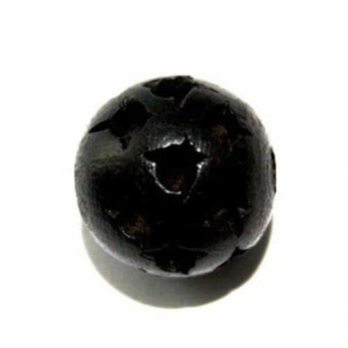 Perle ronde 15 mm bois noir x 1 