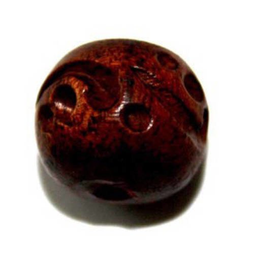Perle ronde 14x12 mm bois marron x 3 