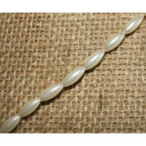 Perle nacrée 14x5 mm ivoire x 10 