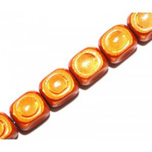 Perles magiques carrées 8 mm orange x 10 