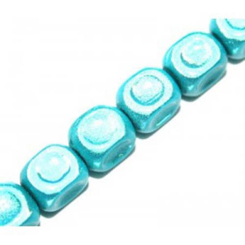 Perles magiques carrées 8 mm turquoise x 10 