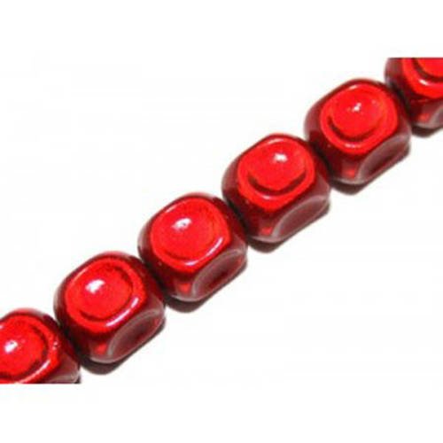 Perles magiques carrées 8 mm rouge x 10 
