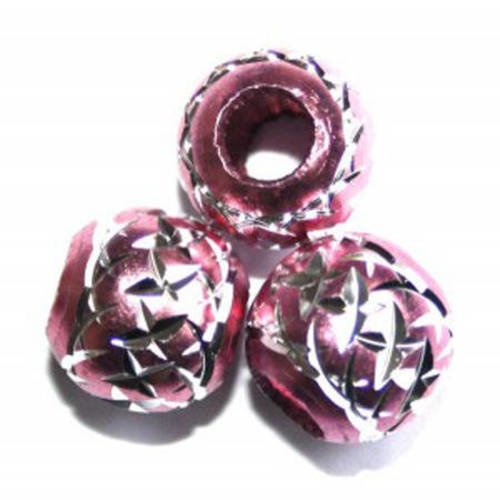  perle en aluminium rose 11mm x 5