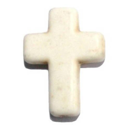 Perle croix en howlite blanche 16x12mm x 3 
