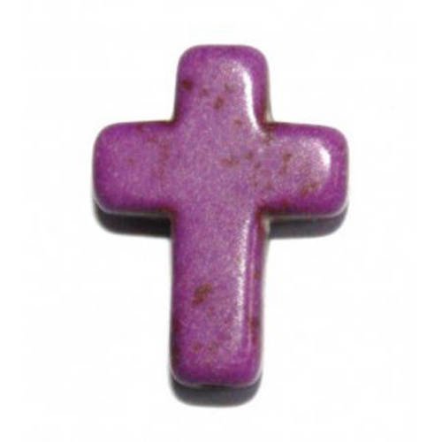 Perle croix en howlite violette 16x12mm x 3 